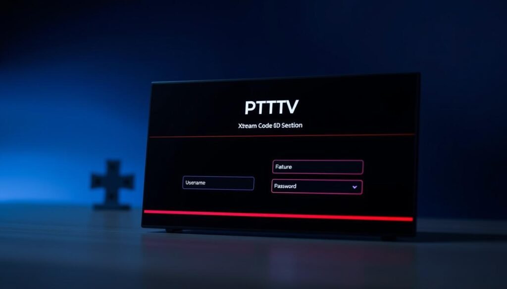 IPTV player login screen with Xtream Codes API configuration