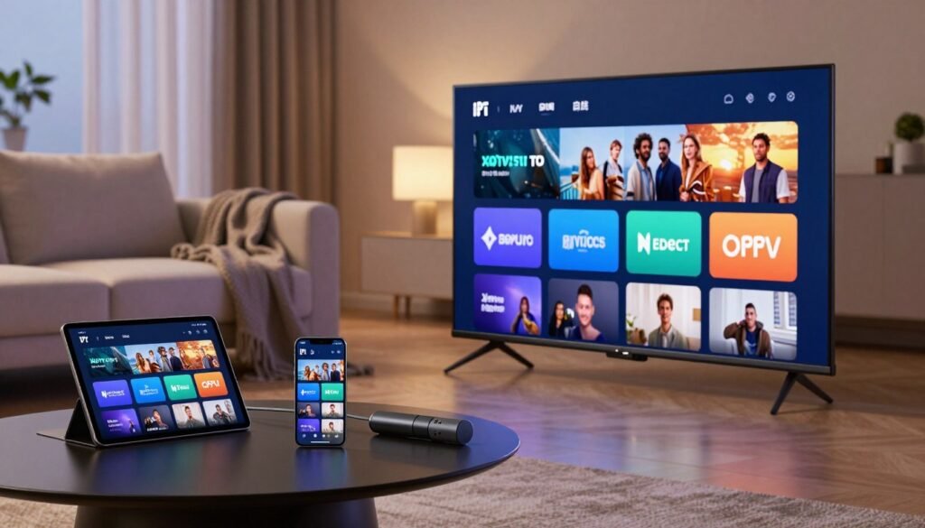 Multiple device compatibility for IPTV streaming on Smart TV, Firestick, tablet, and mobile phone