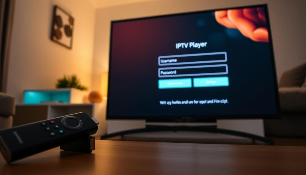 configure IPTV player Firestick setup screen with login credentials