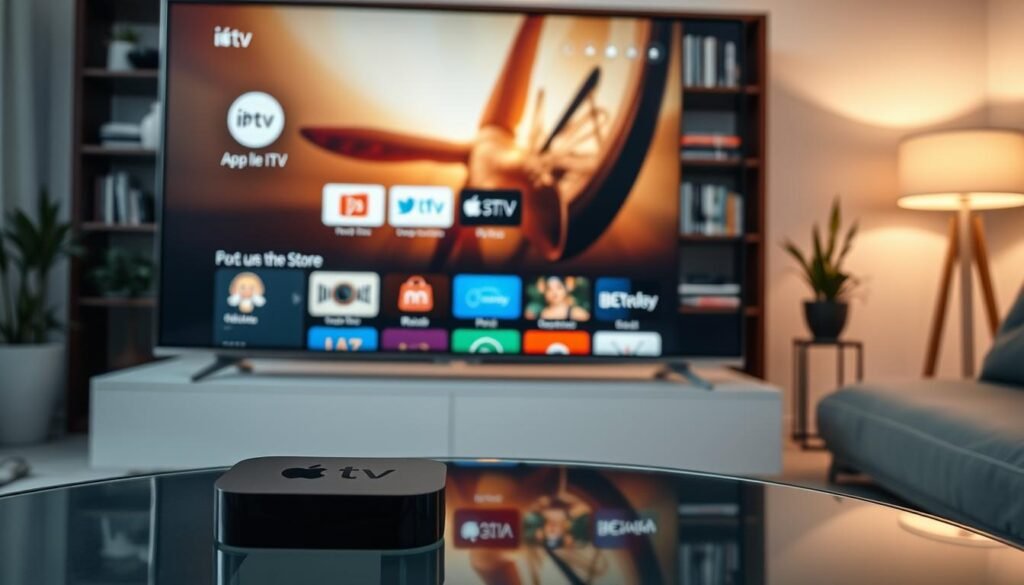 install IPTV Apple TV app store interface